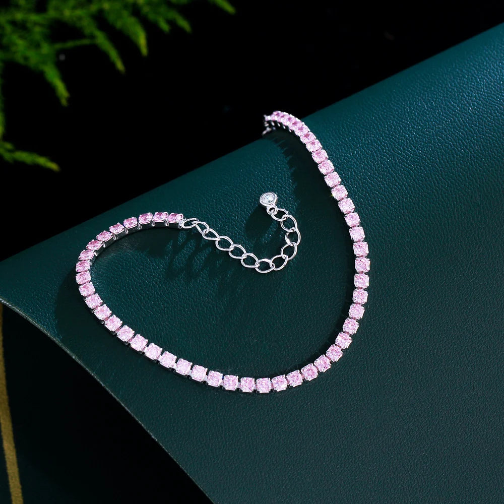 Pink Cubic Zirconia Tennis Bracelet