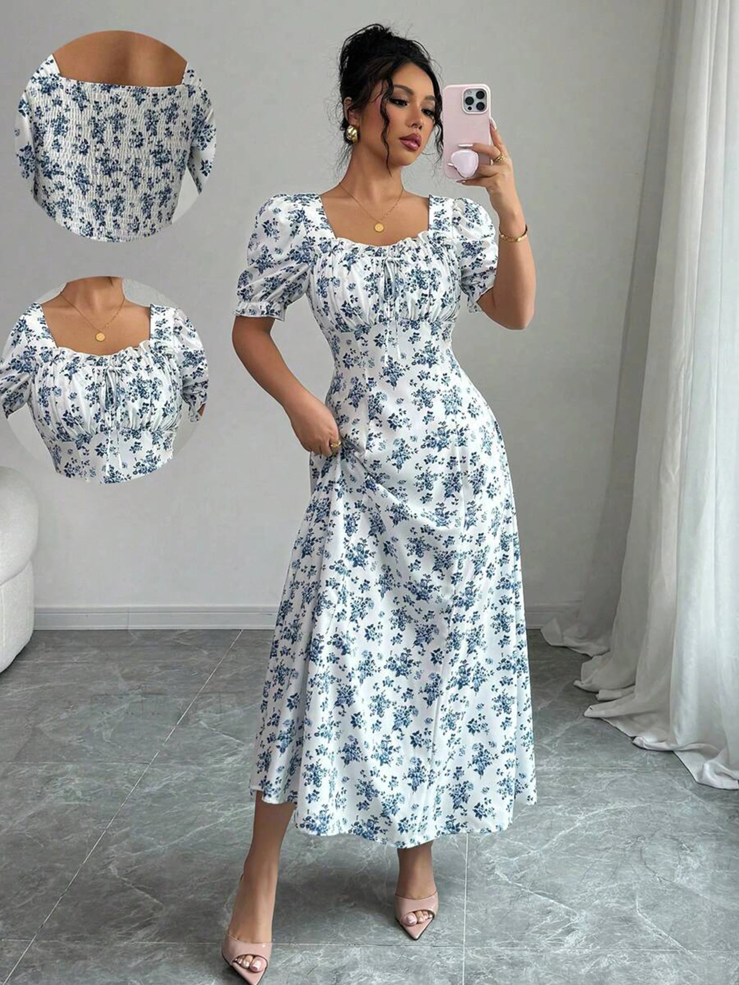 Women's Puff Sleeve Summer Dress