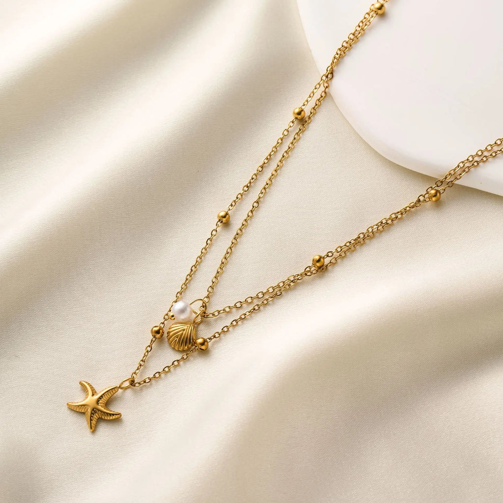 Beach Charm Layered Necklace