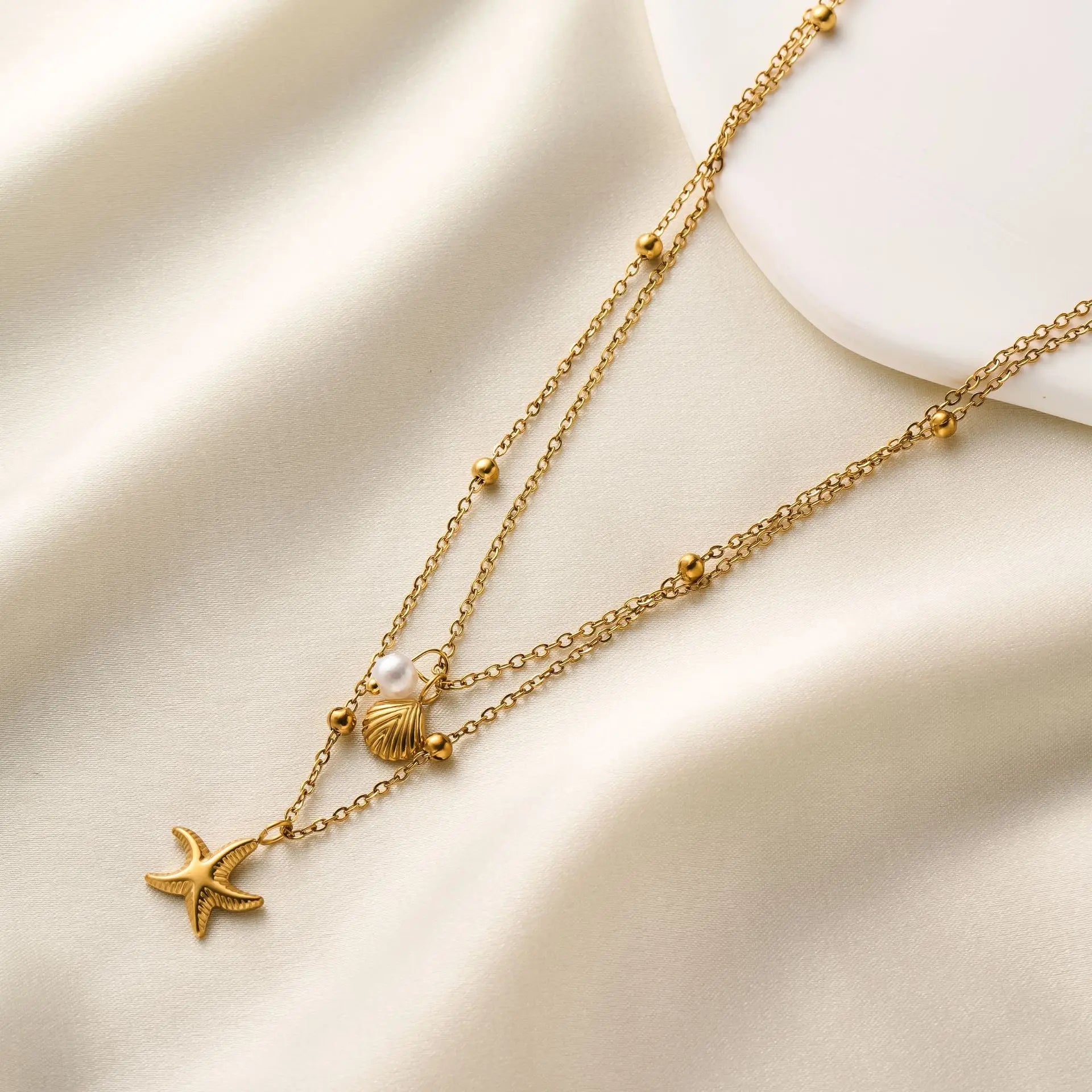 Beach Charm Layered Necklace