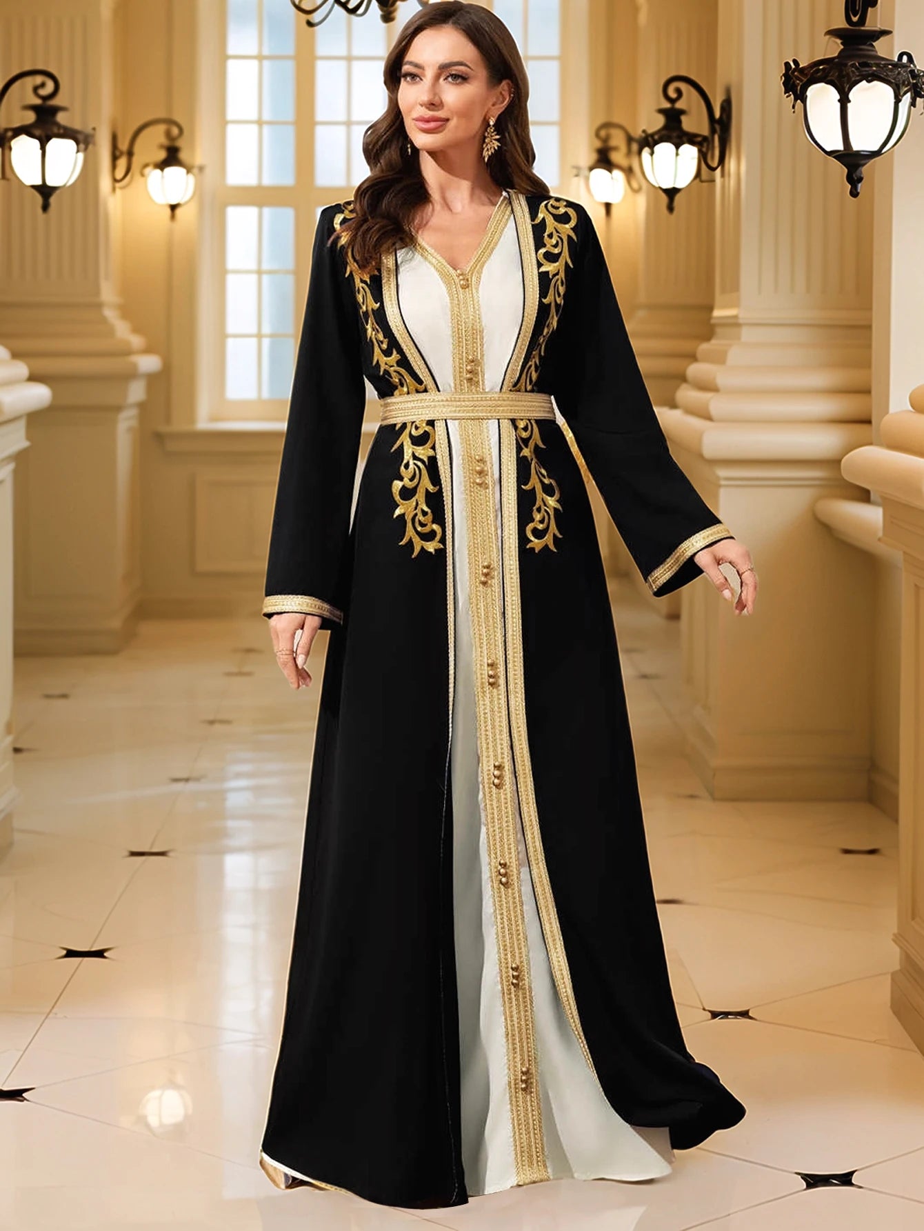 Gold Embroidered Islamic Maxi Dress