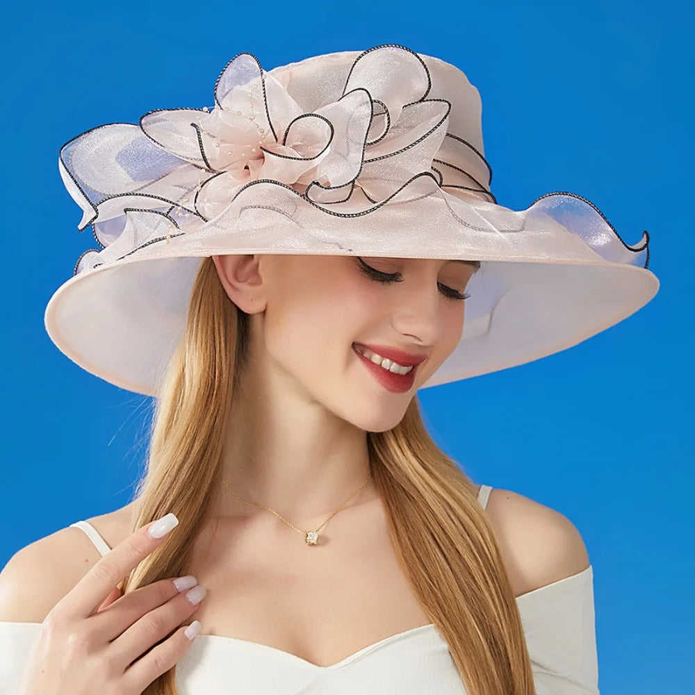 Solid Color Flowers Women Derby Hat