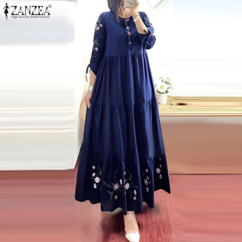 Women's Floral Abaya-Inspired Maxi Dress