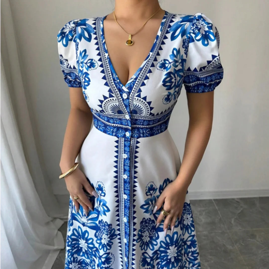 Women's Floral Button-Front Maxi Dress