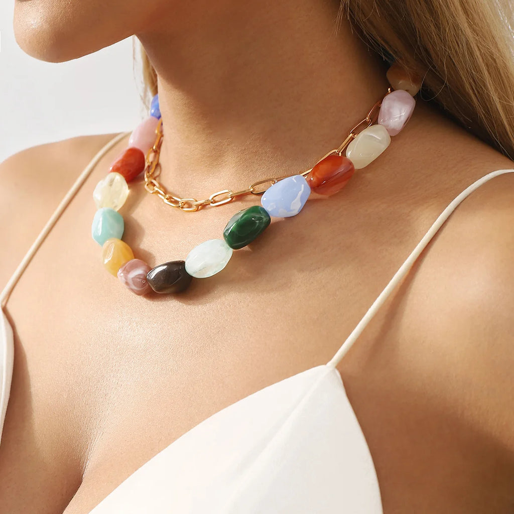 Colorful Gem Bead Necklace