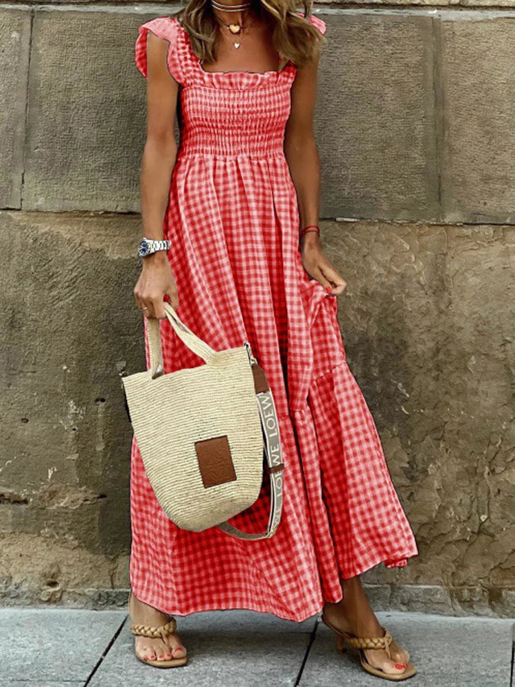 Summer Pleated Swing Maxi Dress