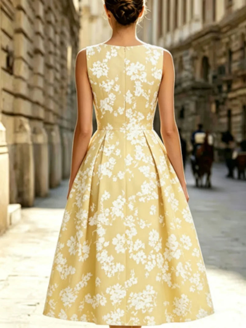 French-Inspired Floral Midi Dress