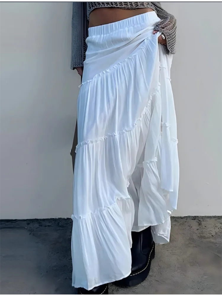 Solid Color Ruffle Skirt