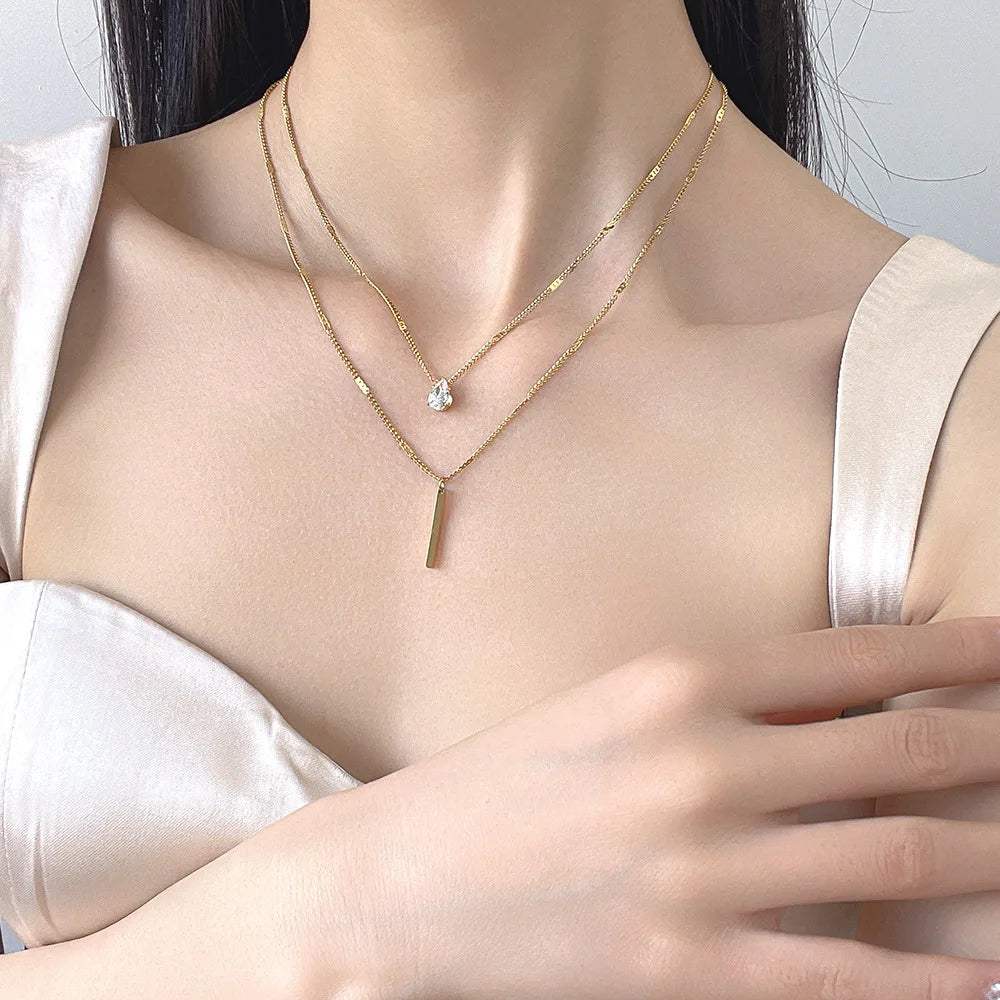 Double Drop Pendant Necklace