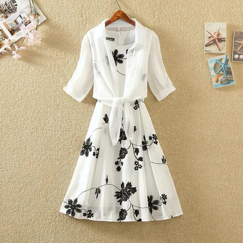 Elegant Bow Belt Skirt Set