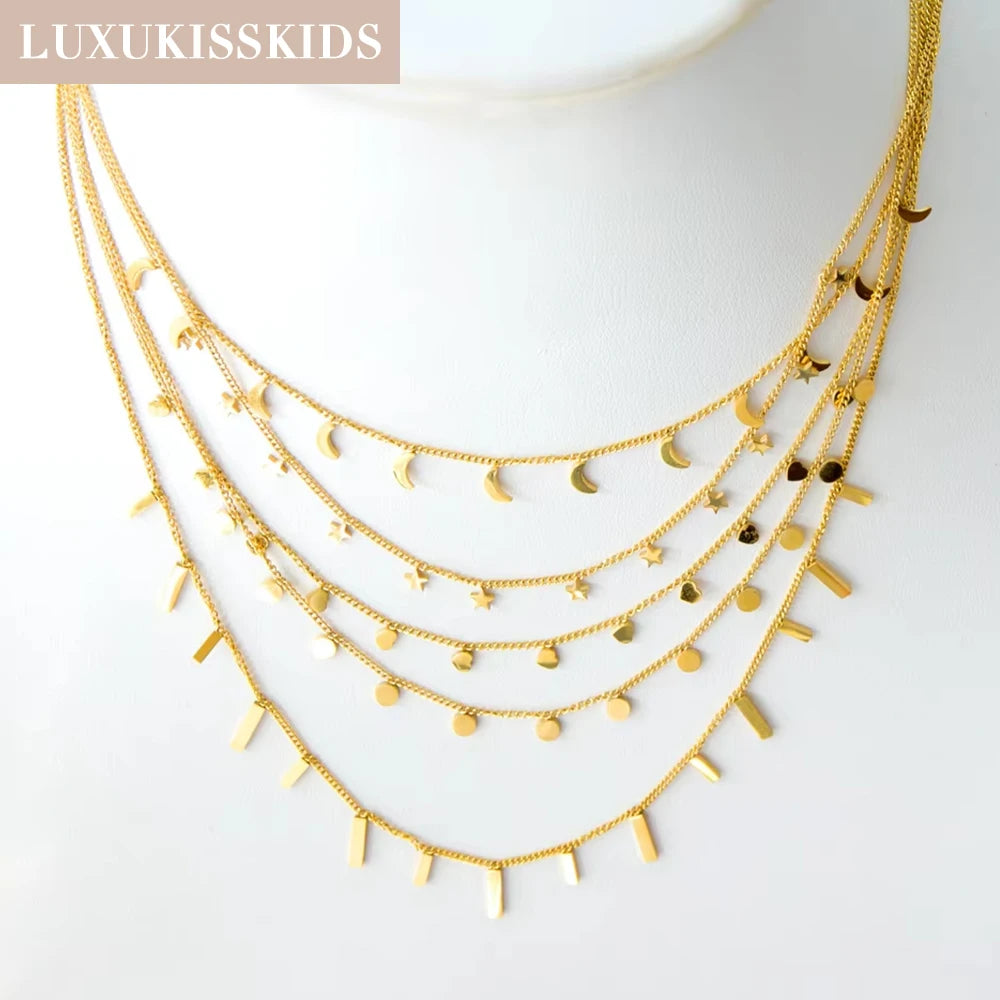 Golden Star Heart Necklace