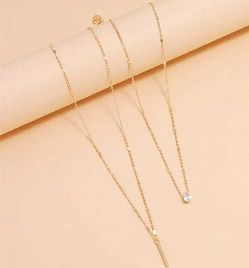 Double Drop Pendant Necklace