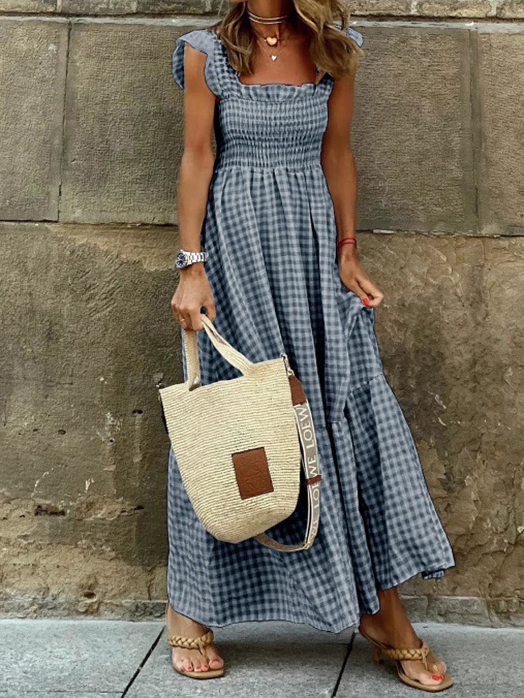 Summer Pleated Swing Maxi Dress