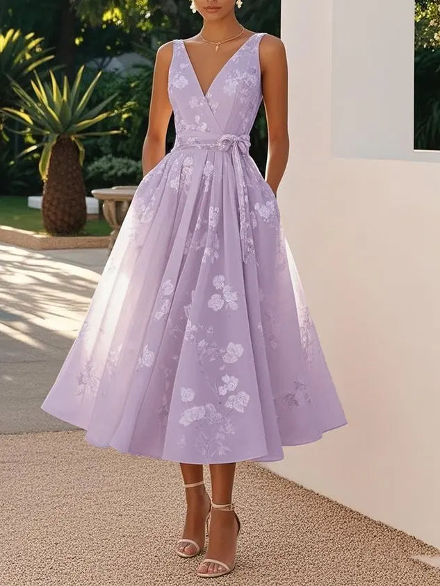 Chic Pleated A-Line Maxi Dress