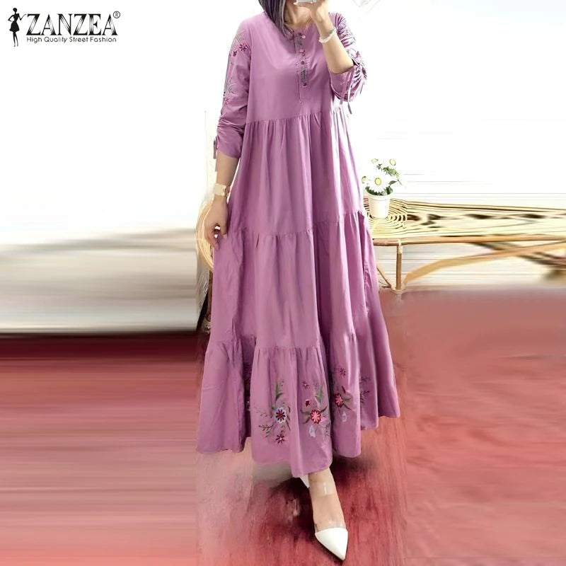 Women's Floral Abaya-Inspired Maxi Dress