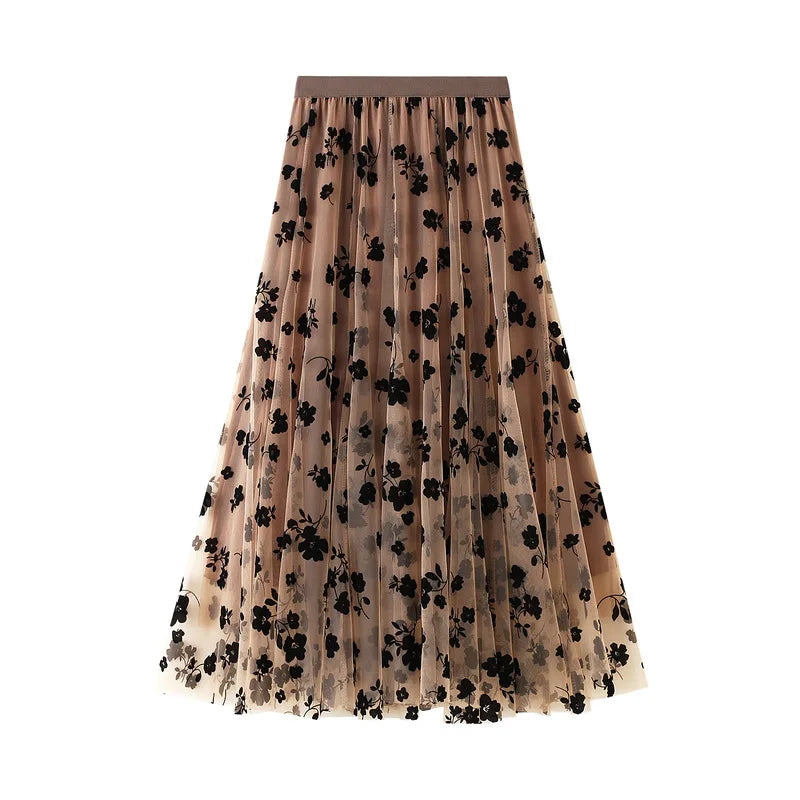 High-Waisted Mesh Skirt