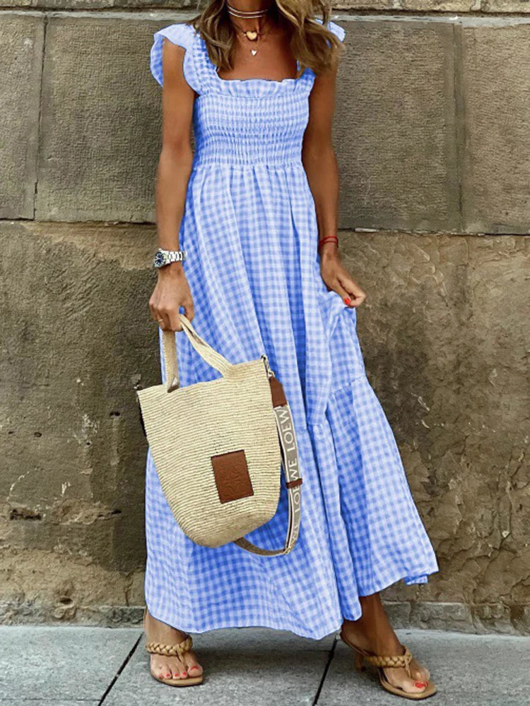Summer Pleated Swing Maxi Dress