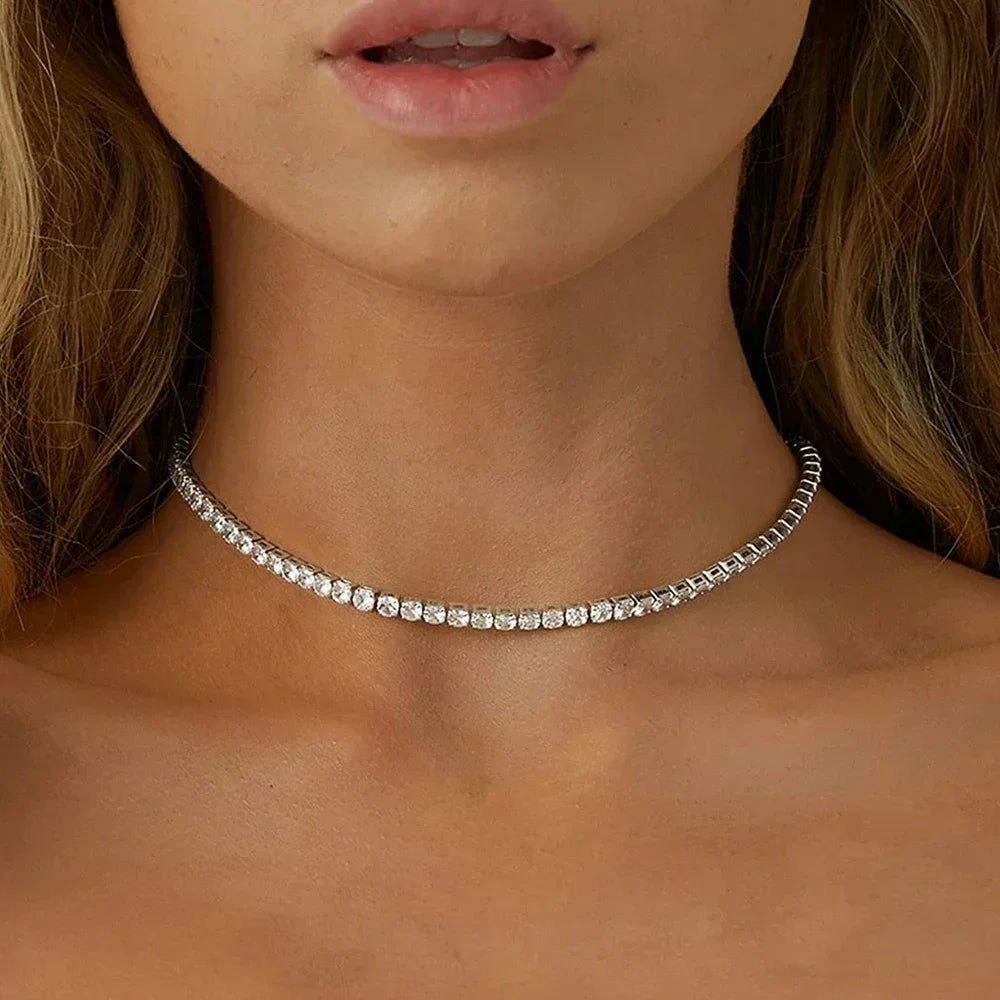 Diamond-Look Tennis Necklace