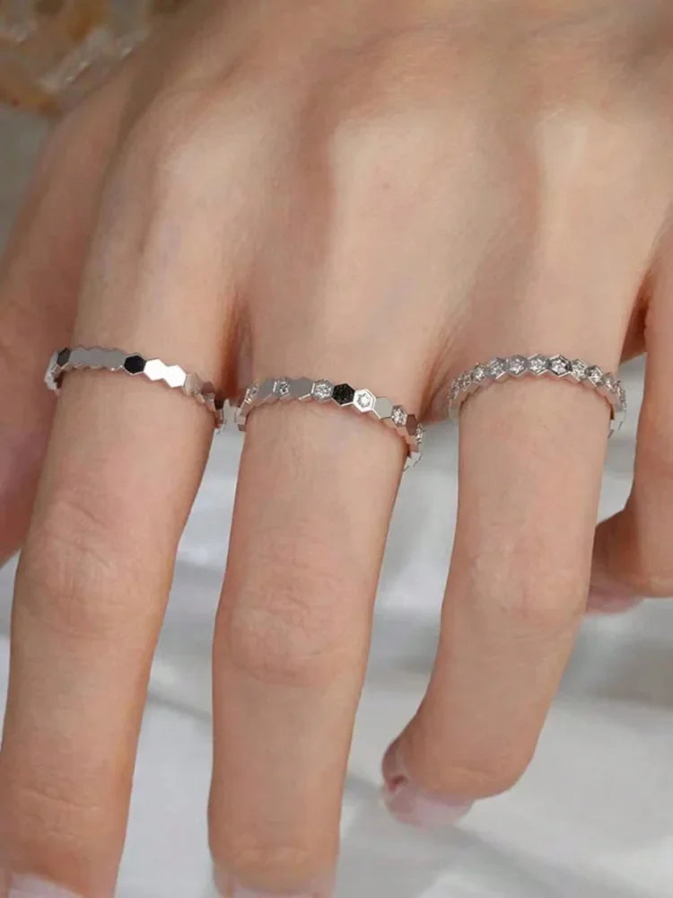 Sterling Silver Zircon Ring Set