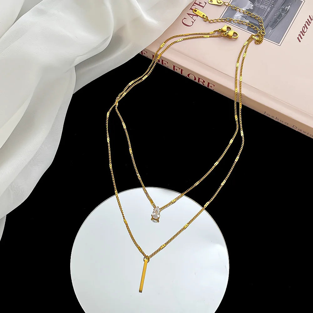 Double Drop Pendant Necklace