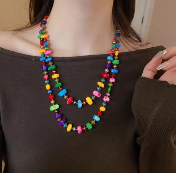 Natural Stone Layered Necklace