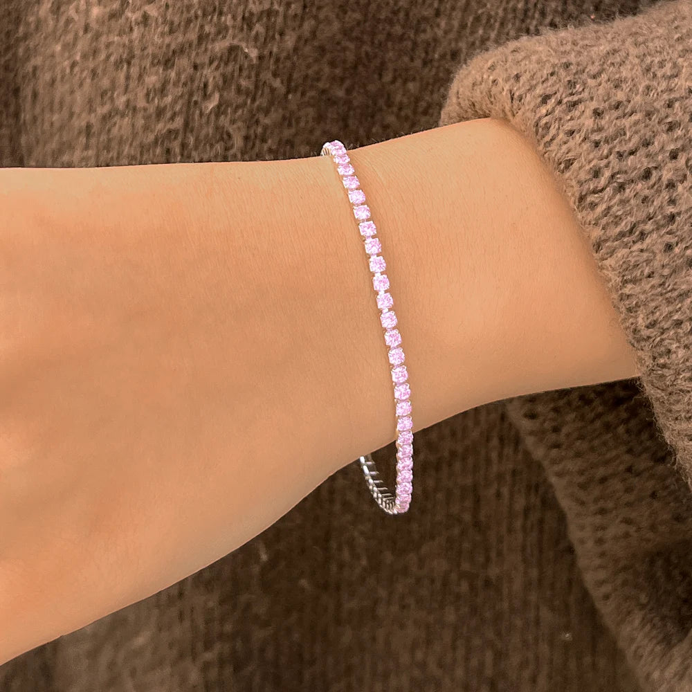 Pink Cubic Zirconia Tennis Bracelet