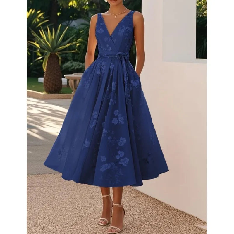 Chic Pleated A-Line Maxi Dress