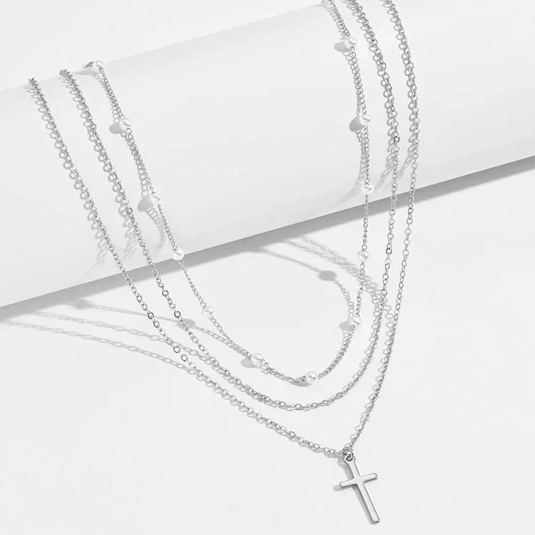 Cross & Heart Pendant Necklace