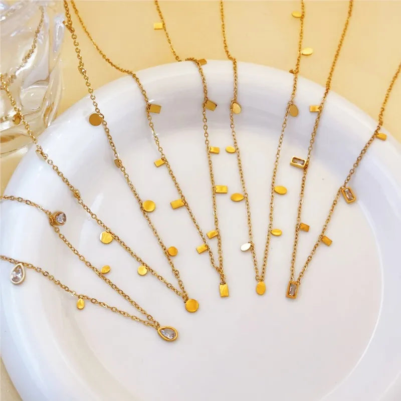 Stainless Steel Zircon Necklace