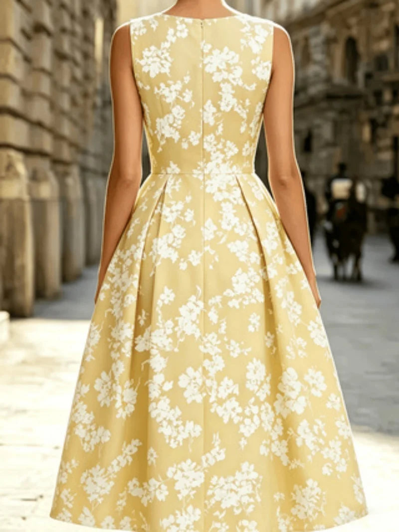 French-Inspired Floral Midi Dress