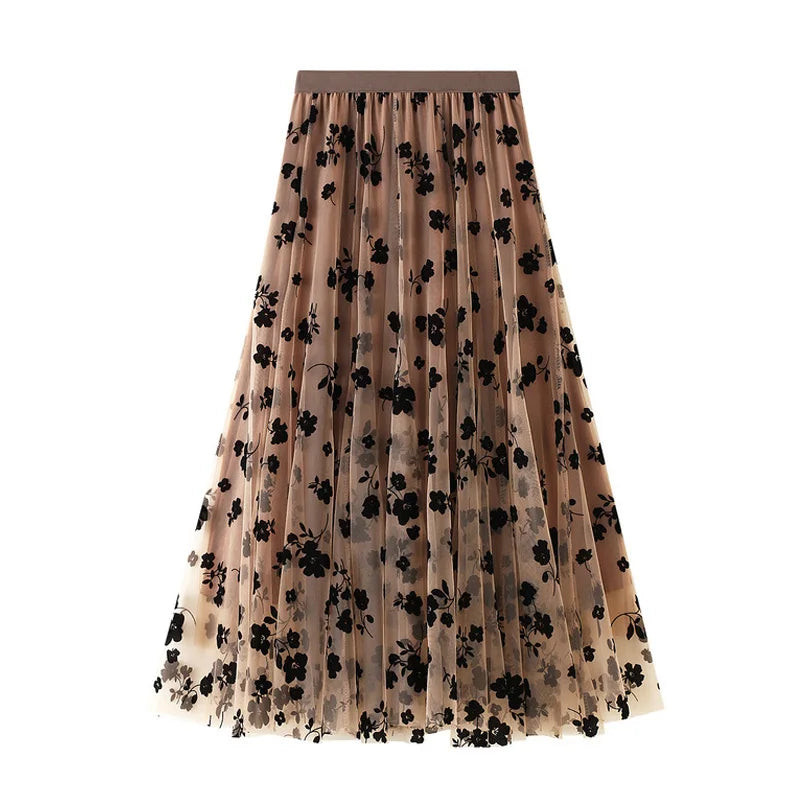 High-Waisted Mesh Skirt