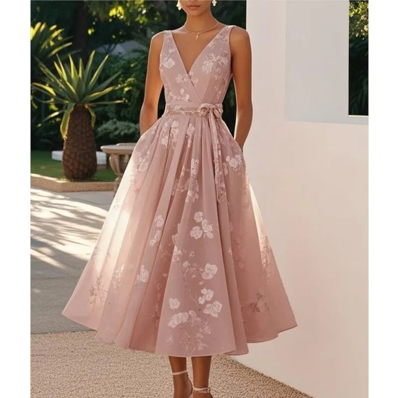 Chic Pleated A-Line Maxi Dress