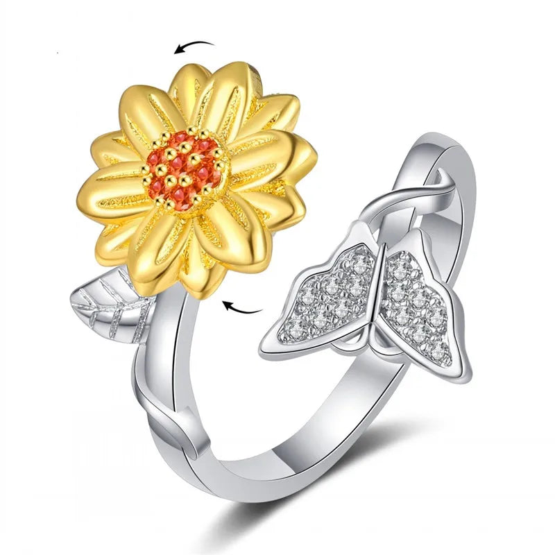Floral Spinner Knuckle Ring