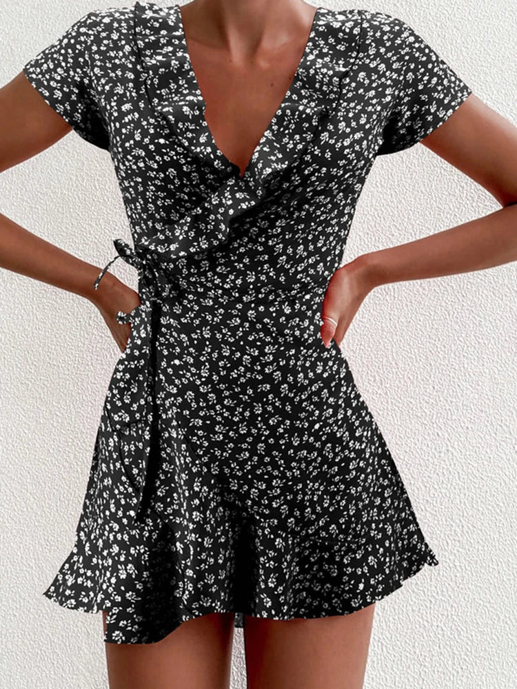 Robe évasée florale pour femme élégante et douce