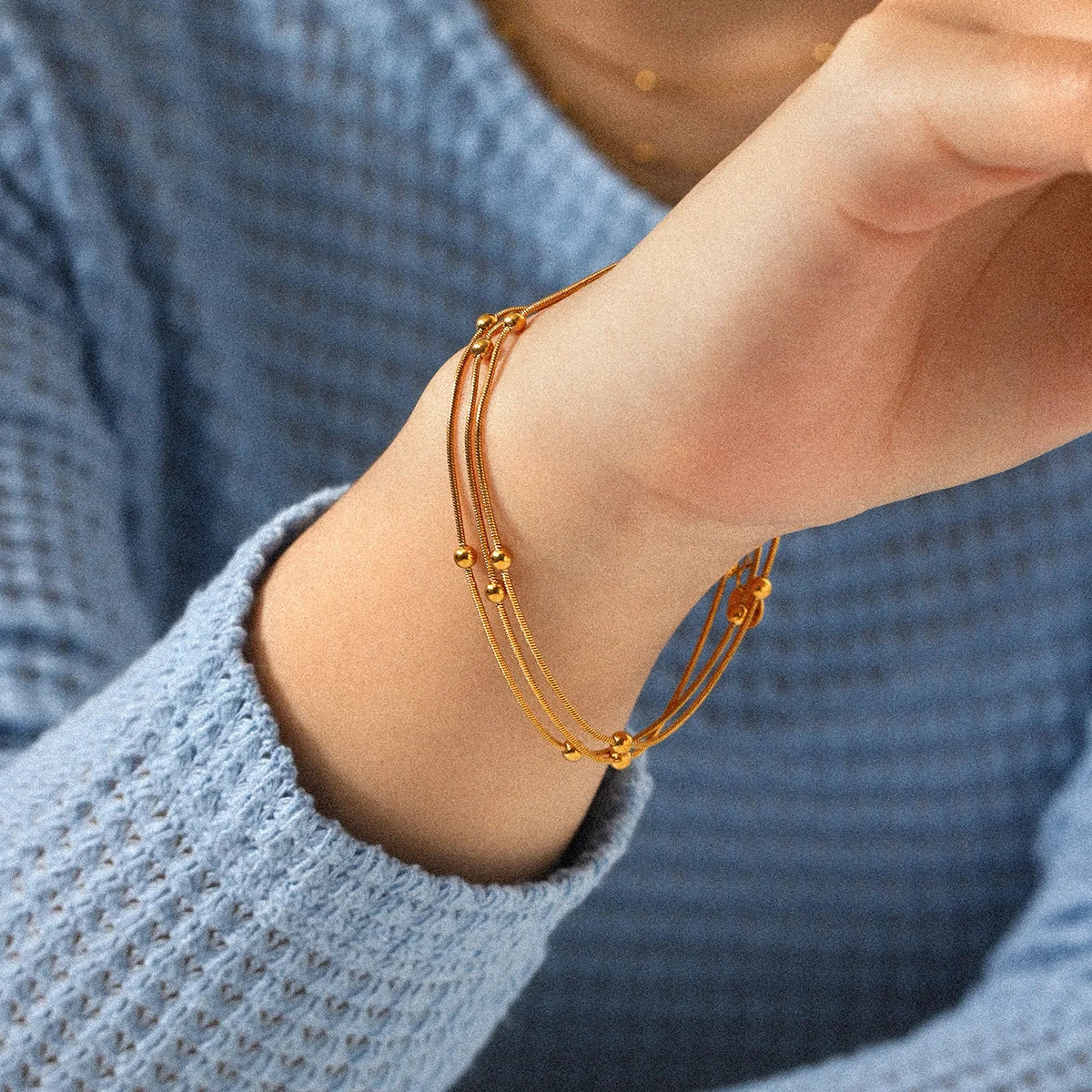 Triple Layer Chain Necklace
Stackable Gold Necklace