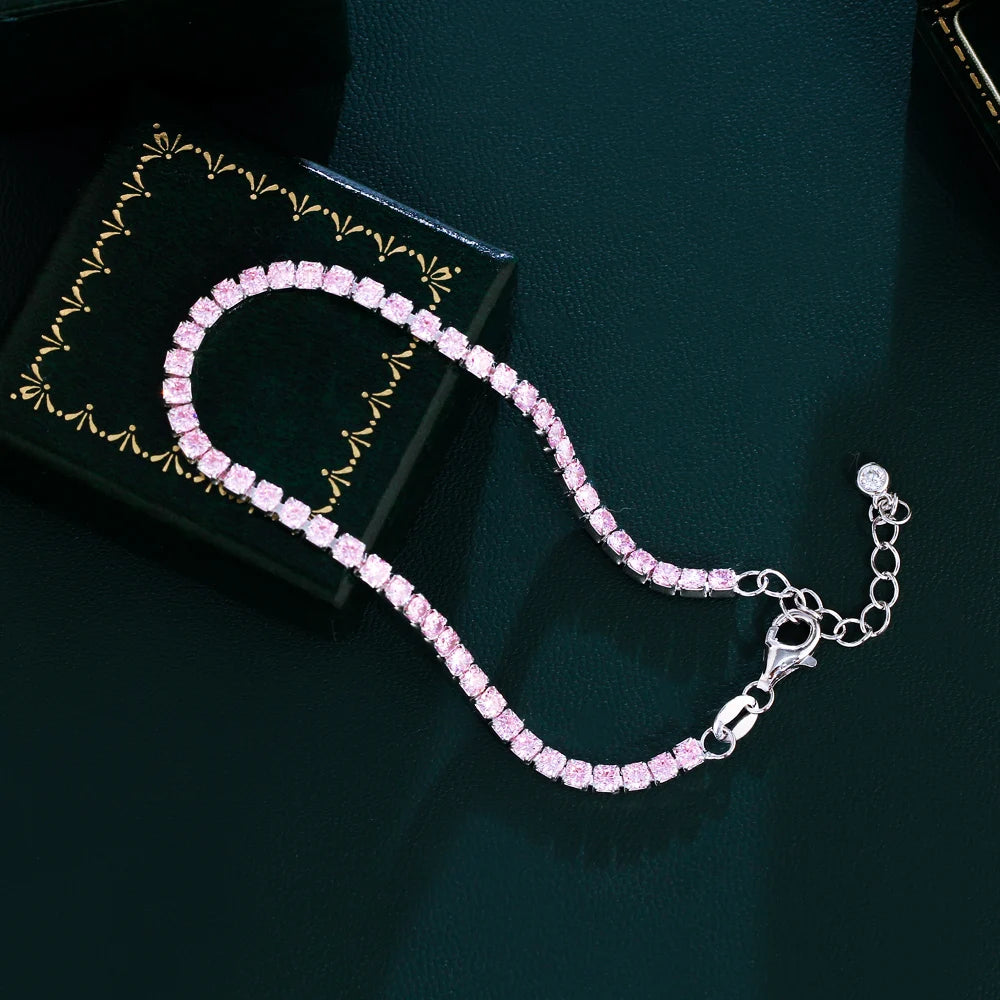 Pink Cubic Zirconia Tennis Bracelet