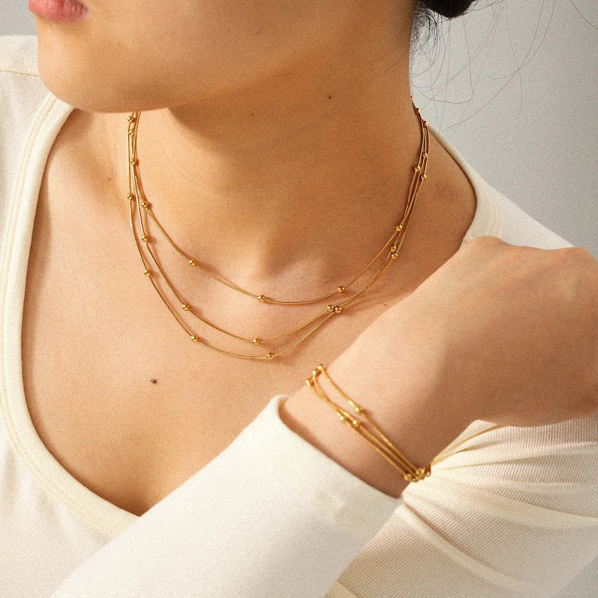 Triple Layer Chain Necklace
Stackable Gold Necklace