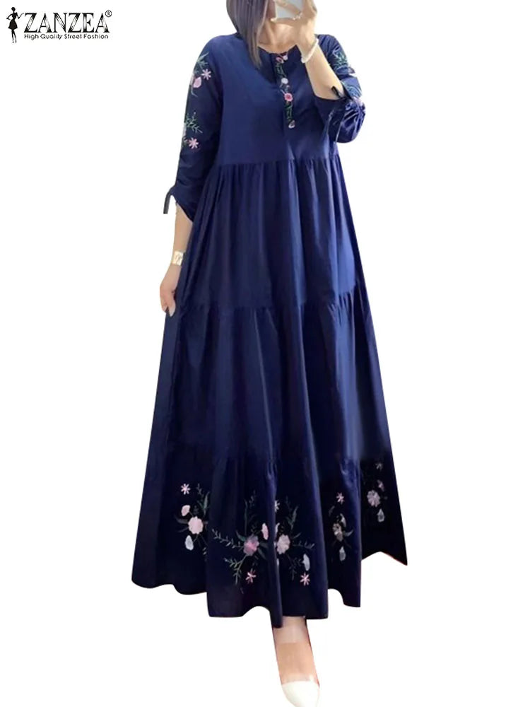 Women's Floral Abaya-Inspired Maxi Dress
