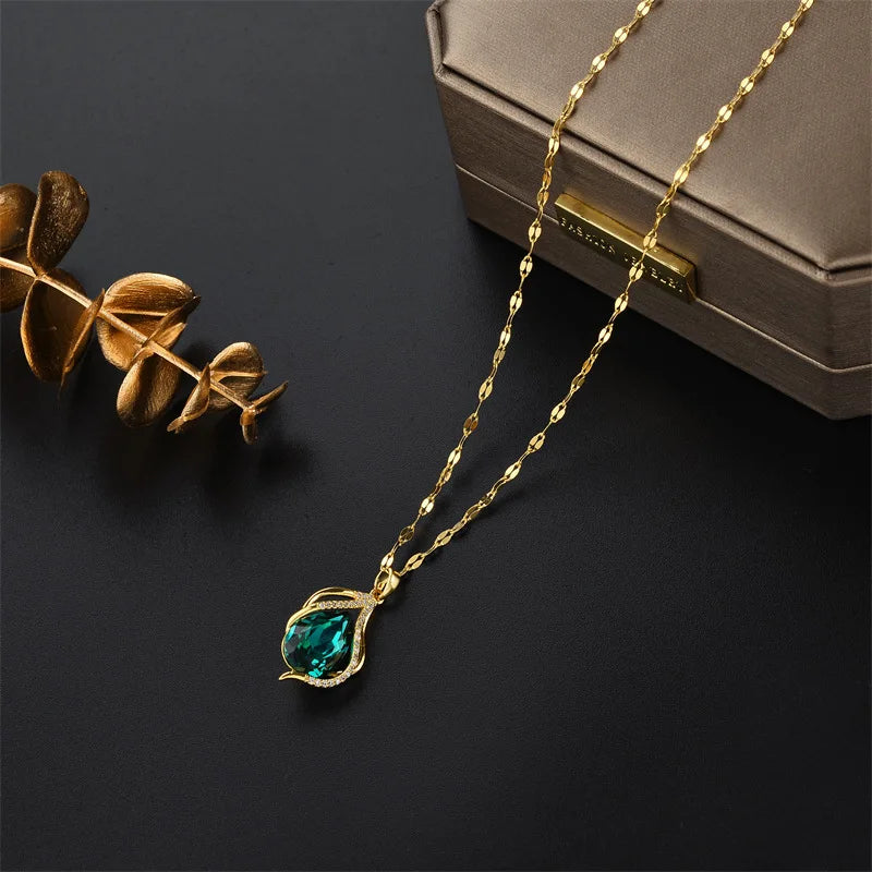 Elegant Green Crystal Necklace