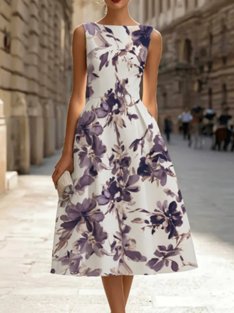 French-Inspired Floral Midi Dress