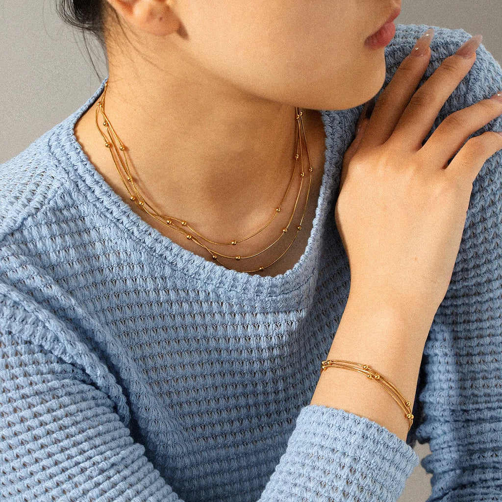 Triple Layer Chain Necklace
Stackable Gold Necklace