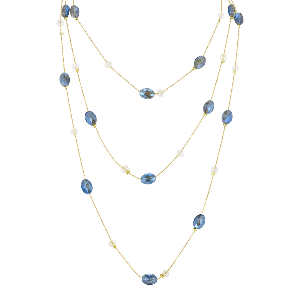 Long Blue Crystal Necklace