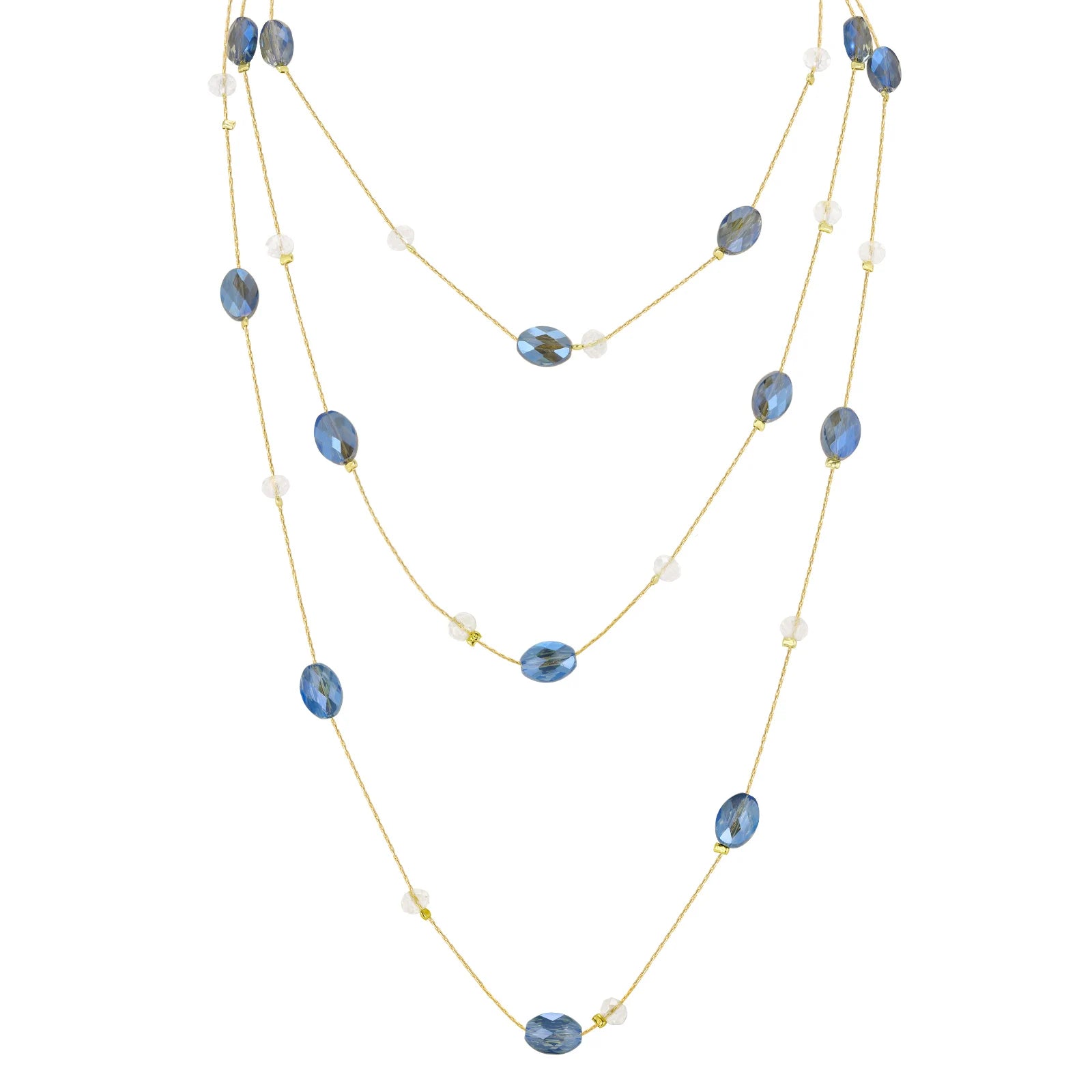 Long Blue Crystal Necklace