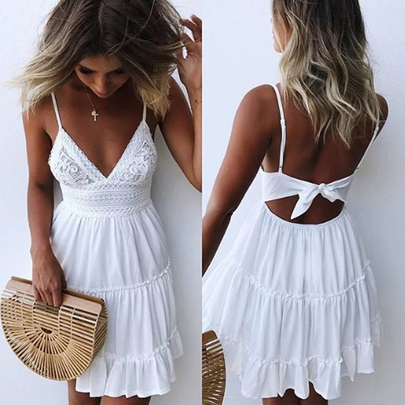 Sleeveless Lace Strap Dress