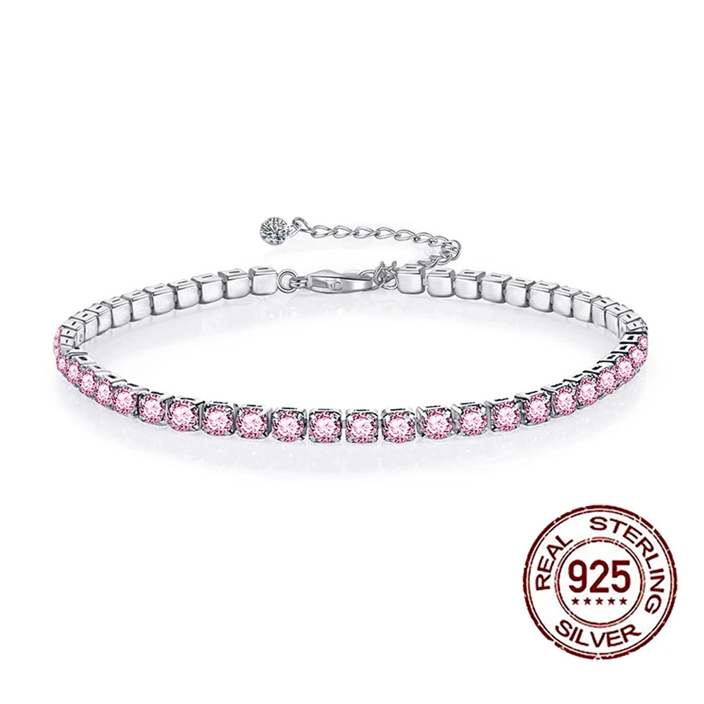 Pink Cubic Zirconia Tennis Bracelet