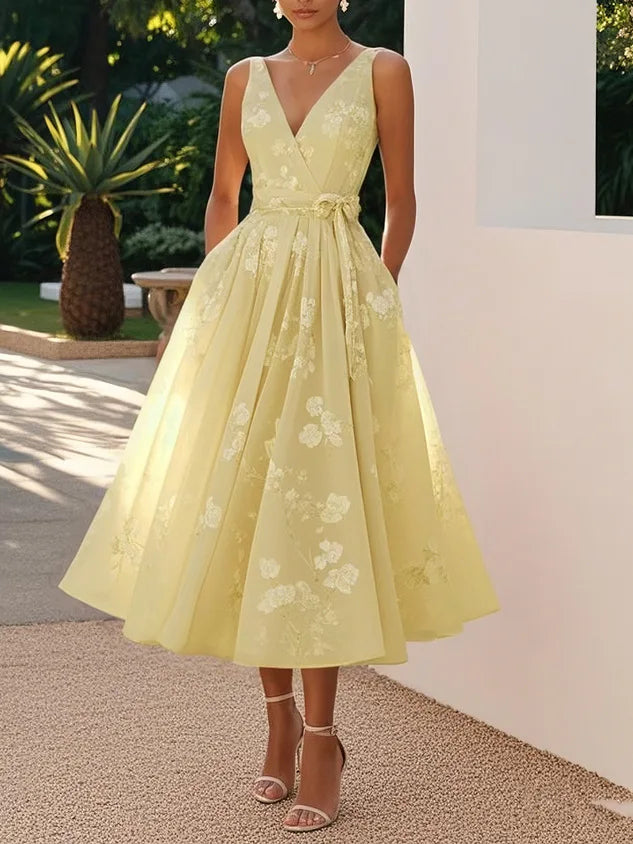 Chic Pleated A-Line Maxi Dress