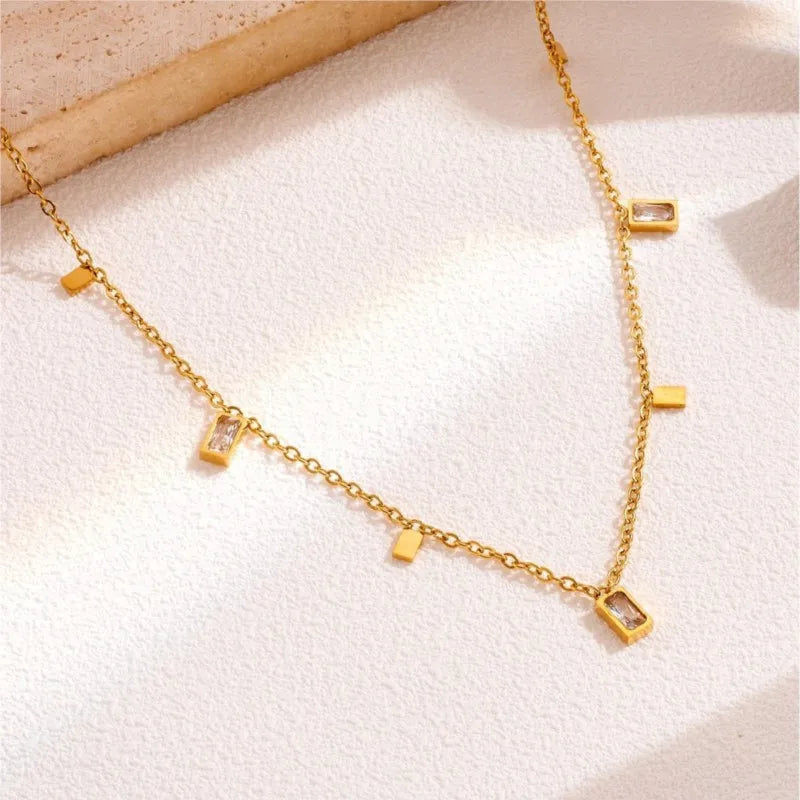 Stainless Steel Zircon Necklace