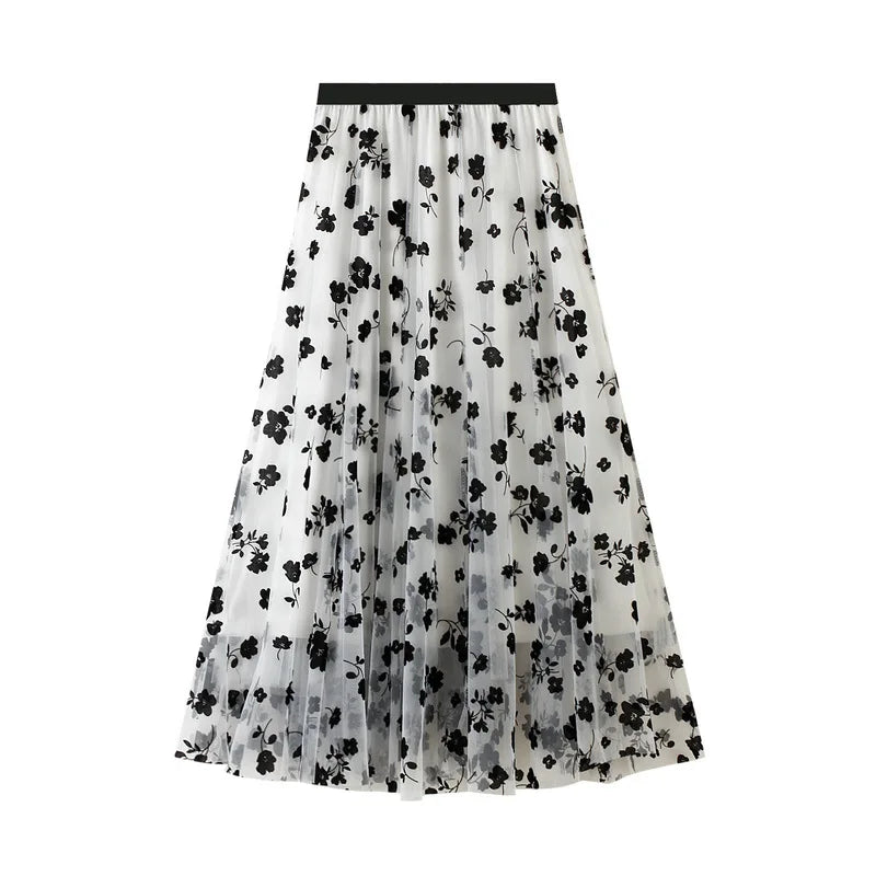 High-Waisted Mesh Skirt