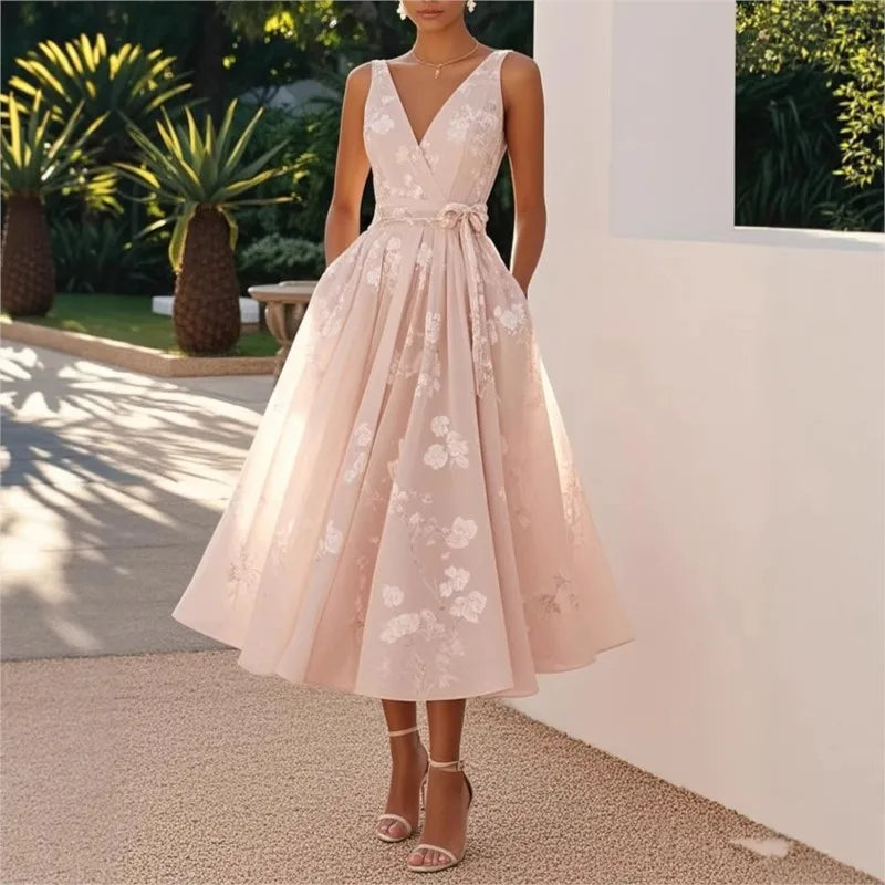 Chic Pleated A-Line Maxi Dress