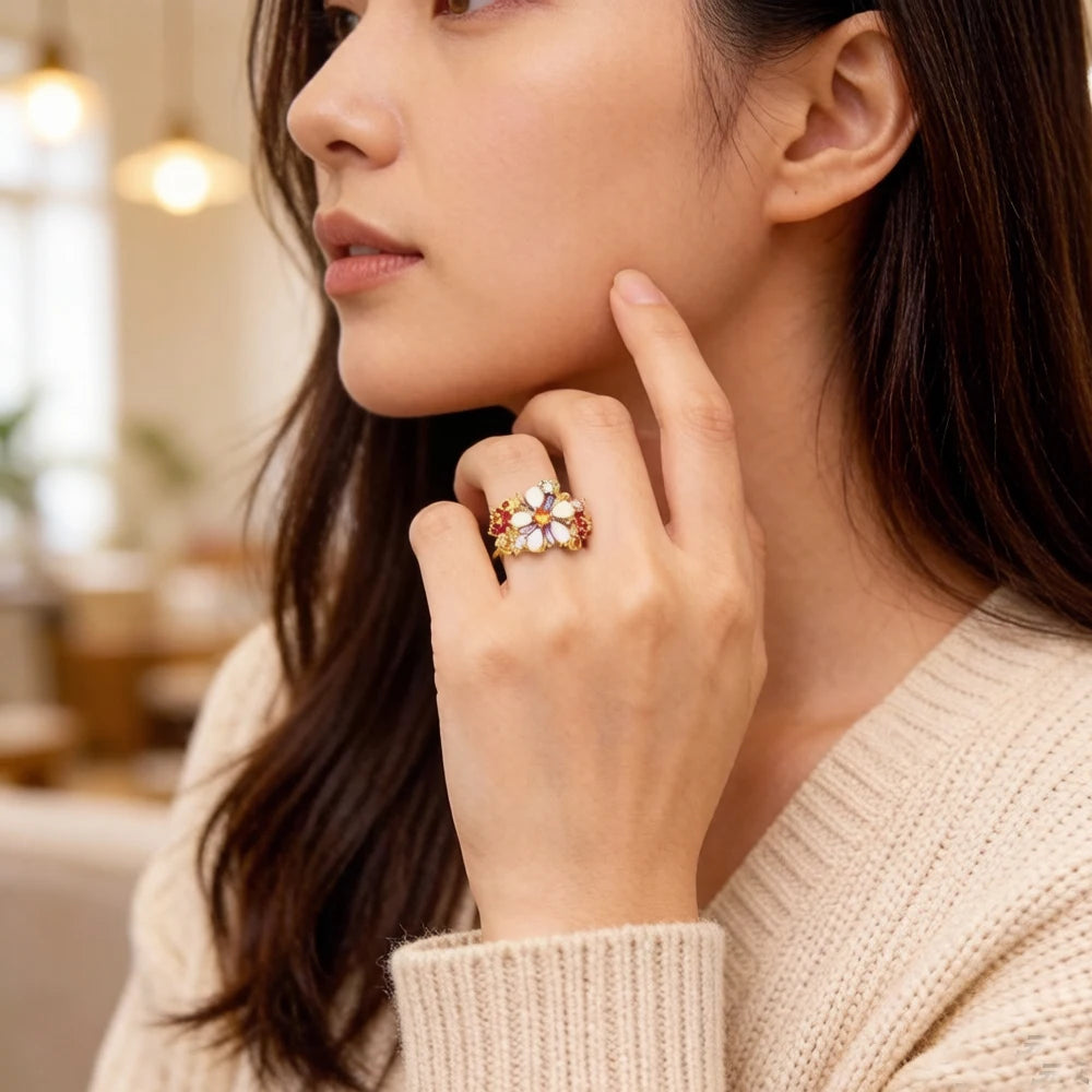 Colorful Blossom Fashion Ring